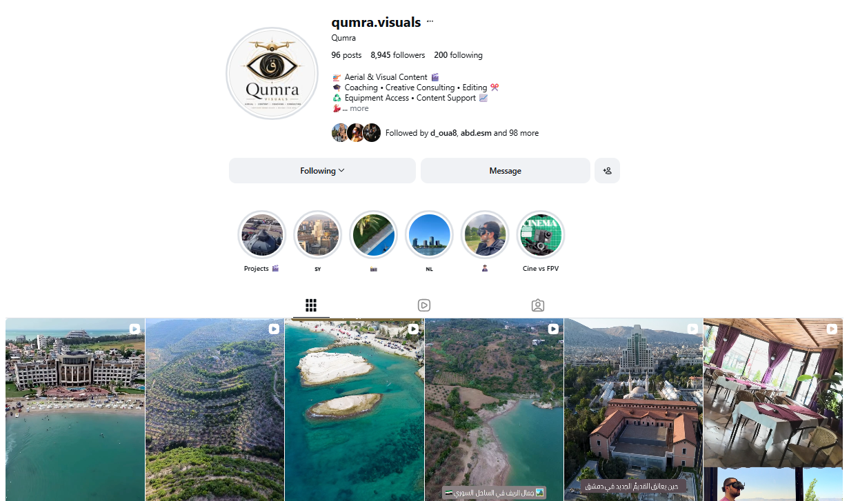 Qumra Visuals Instagram profile screenshot
